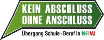 Grünes Logo mit der Aufschrift "Kein Abschluss ohne Anschluss"